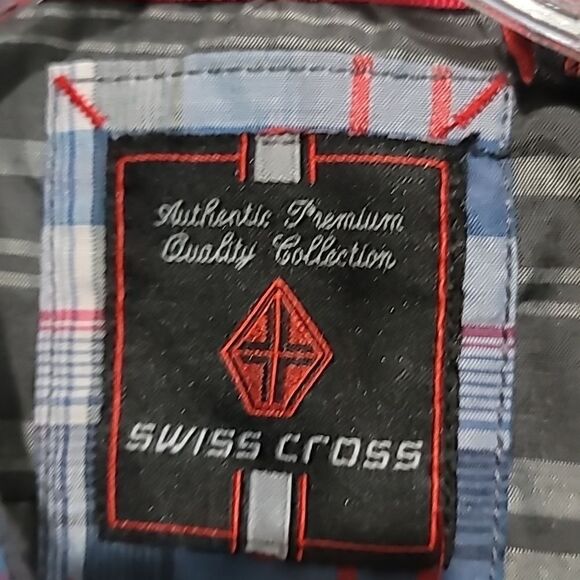 Swiss Cross Men's Blue Plaid Short-Sleeve Shirt Sz Medium - Picture 7 of 8